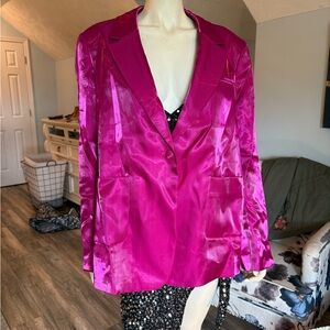 CROSBY by Mollie Burch Fuchsia Satin Blazer XL NWT